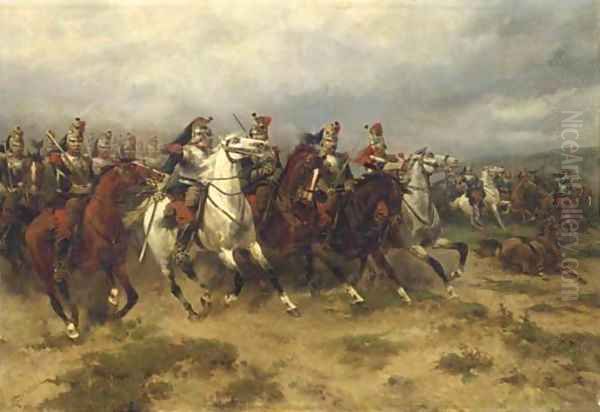 A courageous incursion French Cuirassiers charging - view 1