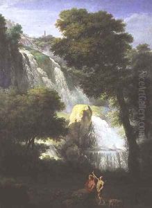 A View of the Falls of Terni with Classical Figures in the Foreground by George Knapton