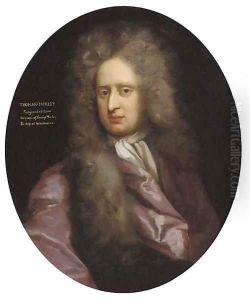 Portrait of Thomas Morley, bust-length, in a plum coloured cloak
