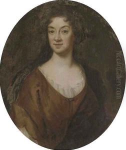 Portrait of a lady, bust-length, in a brown dress
