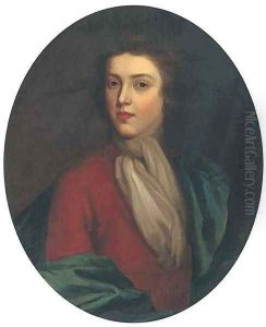 Portrait of a gentleman, bust-length, in a brown coat and blue wrap
