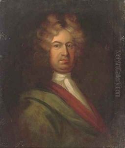 Portrait of a gentleman, bust-length, in a green coat and white necktie