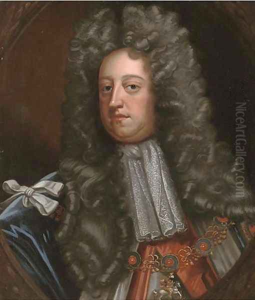 Portrait of a gentleman, bust-length, wearing the Order of the Garter, feigned oval - view 1