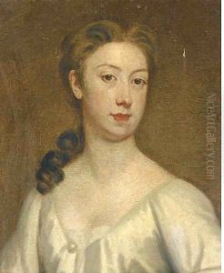 Portrait of a lady, bust-length, in a white dress
