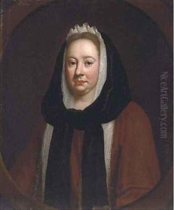 Portrait of a lady, bust-length, in widow's weeds, in a feigned oval