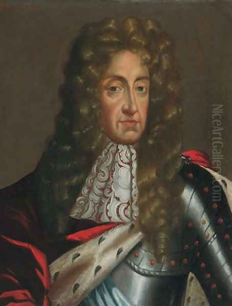 Portrait of James II (1633-1701), quarter-length, in armour and an ermine-lined robe and lace jabot - view 1