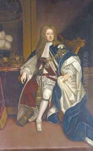 Portrait of King George I (1660-1727), seated full-length, in Garter robes by Sir Godfrey Kneller