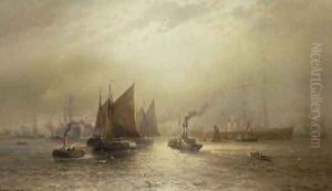 A Busy Morning on the River Mersey by Francis Krause