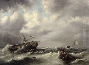 A Storm at Sea by Hermanus Koekkoek