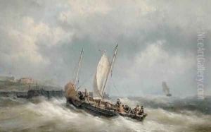 A Lugger Entering Harbour in a Storm by Hermanus Koekkoek
