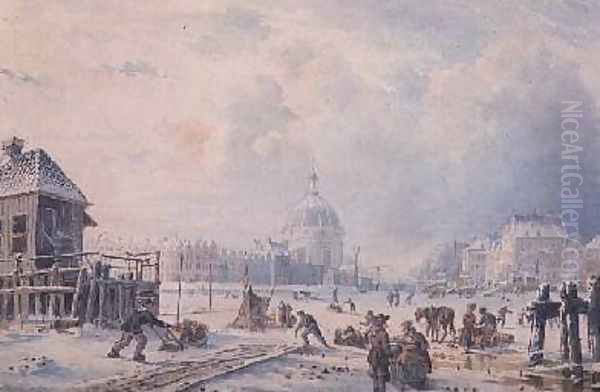 Figures on a Frozen Canal Amsterdam - view 1
