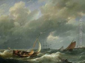 Shipping off a Dutch port by Hermanus Koekkoek