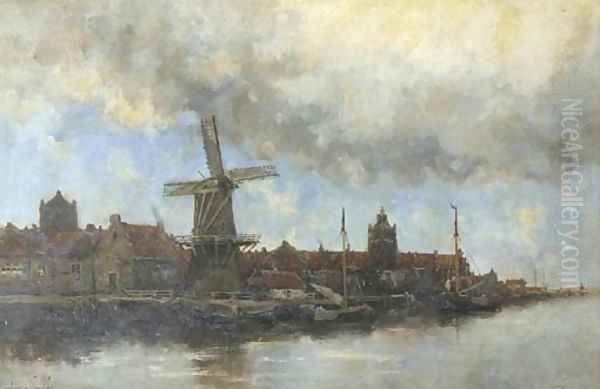 A view of a Dutch town along a river - view 1