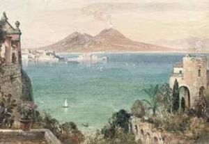 Vesuvius And Castel Del Ovo, Seen From Villa Cedroni,posillippo by Edward William Cooke
