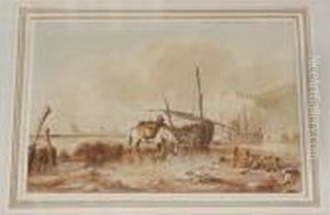 Coastal Scene With Figures And A Pony