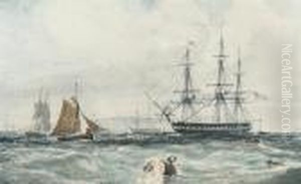 A Frigate Lying At Anchor At Spithead - view 1