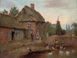 The Olden Times: Feeding The Ducks And Feeding The Hens by Edward William Cooke