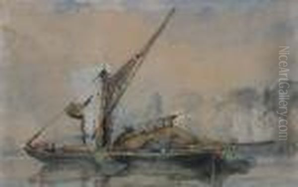 Thames Sailing Barges At Anchor - view 1
