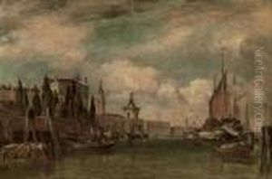 A View Across The Canale Della Giudecca Towards Porto Franco And The Dogana, Venice by Edward William Cooke
