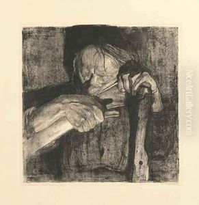 Beim Dengeln, Plate III from Bauernkrieg by Kathe Kollwitz