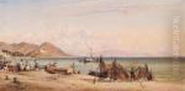 Salerno, Drying Nets, Mountains Of Paestum In The Distance - view 1