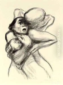 Tod packt eine Frau, Plate 4 from Tod by Kathe Kollwitz