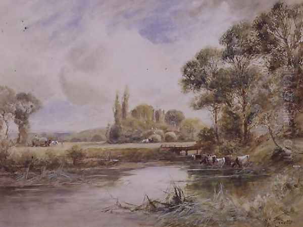 Landscape with Meadows and Cattle Drinking - view 1