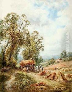 A Sussex cornfield by Henry John Kinnaird