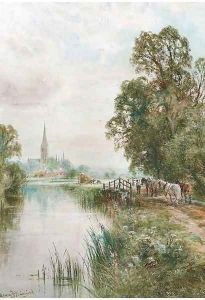 Harvesters before Salisbury Cathedral