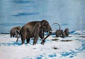 Troop of mammoths in the Ice Age