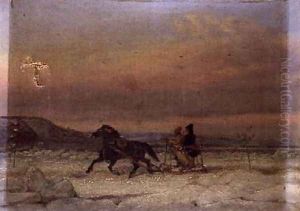 Sledge in the Snow by Cornelius David Krieghoff