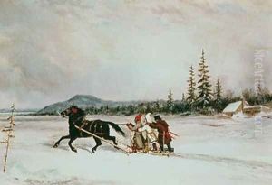 Habitants Sleighing 2 by Cornelius David Krieghoff