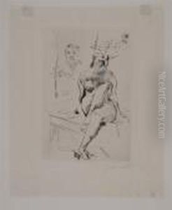 Two Female Nudes (schwarz 61 And 115 Ii) by Lovis (Franz Heinrich Louis) Corinth