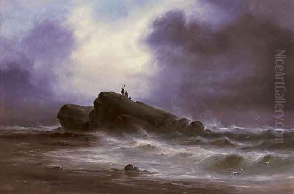 Out on the rocks, the tide receding - view 1
