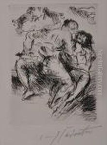Four Landscapes With Figures by Lovis (Franz Heinrich Louis) Corinth