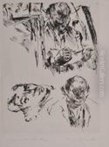 Two Male Portraits And Two Figural Studies by Lovis (Franz Heinrich Louis) Corinth