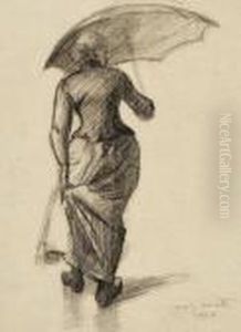 Spaziergangerin Mit Schirm by Lovis (Franz Heinrich Louis) Corinth