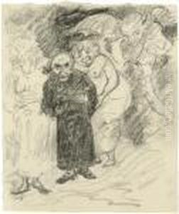 Aline Und Der Pfarrer by Lovis (Franz Heinrich Louis) Corinth