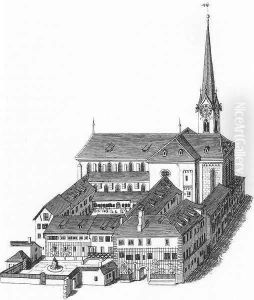 The Fraumunsterkirche in Zurich 1830 by Heinrich Keller