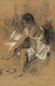Strumpfanziehendes Madchen (nach Dem Bade) by Lovis (Franz Heinrich Louis) Corinth