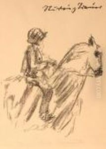 Turnierszene Mit Ritter by Lovis (Franz Heinrich Louis) Corinth