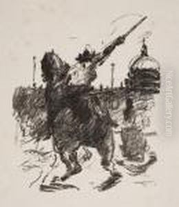 Amazonenstatue An Dem Alten Museum Zu Berlin by Lovis (Franz Heinrich Louis) Corinth