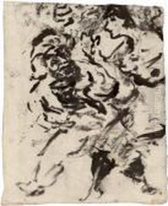 Bartiger Mann Und Junge Frau by Lovis (Franz Heinrich Louis) Corinth