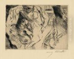 Mutter Und Kind Mit Hund by Lovis (Franz Heinrich Louis) Corinth