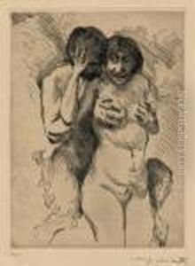 Faun Und Nymphe by Lovis (Franz Heinrich Louis) Corinth