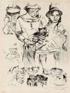 Study With Three Children by Lovis (Franz Heinrich Louis) Corinth