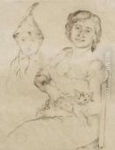 "mutter Mit Katze Und Tiroler Bub". Originaltitel by Lovis (Franz Heinrich Louis) Corinth