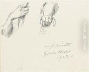 Study Of Two Hands; And Three Dogs, Two Fighting, By The Samehand