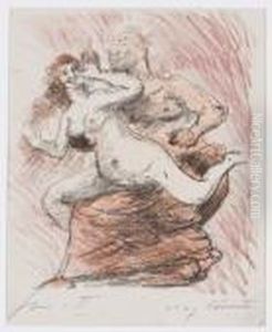 Faun Und Nymphe by Lovis (Franz Heinrich Louis) Corinth