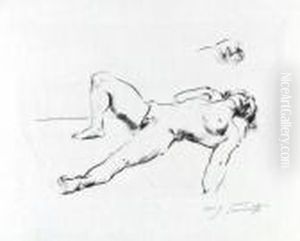 . Liegender Weiblicher Akt Ii by Lovis (Franz Heinrich Louis) Corinth